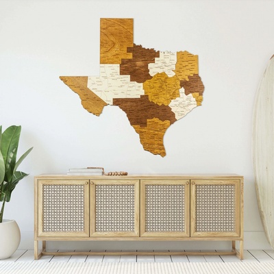 Texas dřevěná mapa 98 x 95 cm