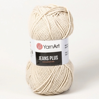 YarnArt pletací / háčkovací příze YarnArt JEANS PLUS 05 světle béžová, jednobarevná, 100g/160m