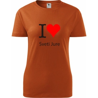 Oranžové dámské tričko I love Sveti Jure trička potisk srdce – Zboží Mobilmania