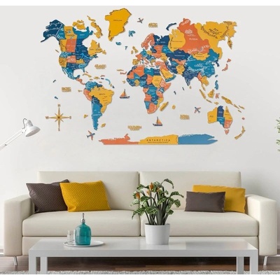 Enjoy the Wood 3D nástěnná dřevěná mapa World Map Indie Prime XL