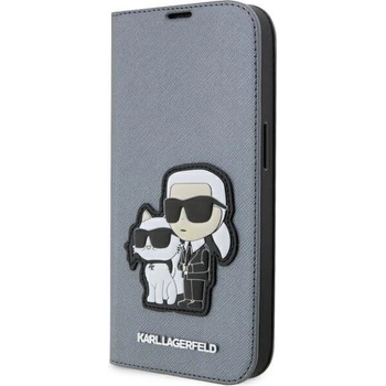 KARL LAGERFELD Калъф Karl Lagerfeld KLBKP14LSANKCPG за iPhone 14 Pro 6.1", сребрист/ сребрист, Saffiano Karl & Choupette (KF001616-0)