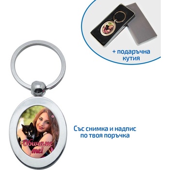 Метален ключодържател в елипсовидна формата със снимка (gm-id308)