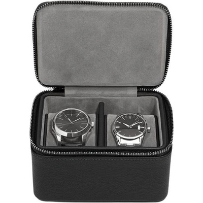Stackers Кутия за ръчни часовници за пътуване Stackers Pebble с две отделения черно-сива (74801)