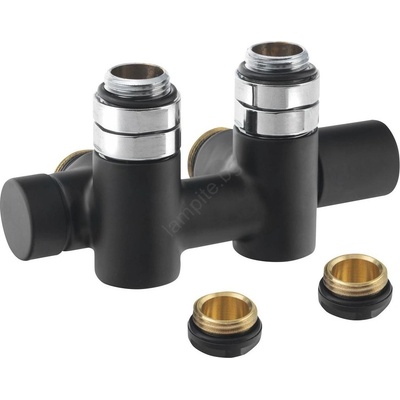 SAPHO - комплект присъединителни вентили за централно свързване COMBI, дясна/матова черна (SH0653)