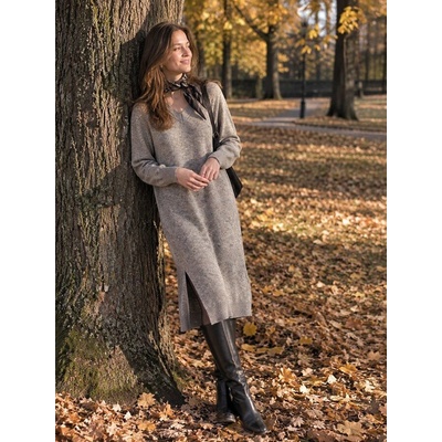 EVONA a.s. Dámské šaty LIV šedý melír LIV ŠEDÝ MELÍR