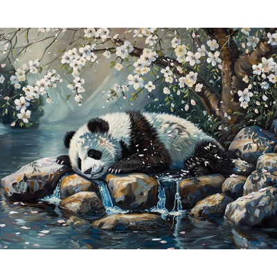 ZUTY Obrazy na stenu - SPIACA PANDA A ROZKVITNUTÝ STROM Rámovanie: bez rámu a bez vypnutia plátna, Rozmer: 40x50 cm