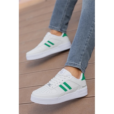 Moda Trend Мъжки спортни обувки с връзки - Бели със Зелен #362330 (362330_Бяло)