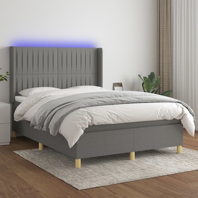 Petrashop 3139030 boxspring postel s matrací a LED tmavě šedá textil
