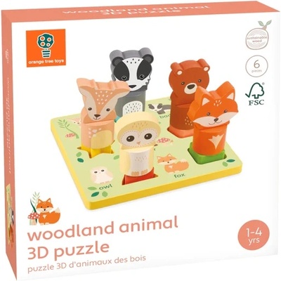 Orange Tree Toys Дървен 3D пъзел Orange Tree Toys - Горски животни (OTT20043)