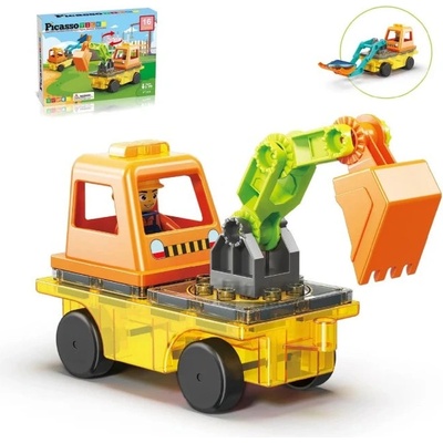 PicassoTiles - Vozidlo 2v1 - magnetická stavebnice (15 ks)