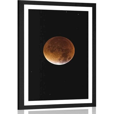 Plakát s paspartou měsíc na noční obloze - 20x30 black