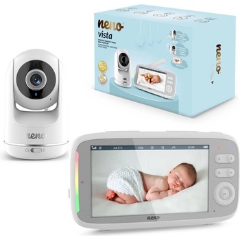 Neno Neno Vista въртящ се видео бебефон с безжичен приемник, 5 инча, 300 м, бял (NENO VISTA)