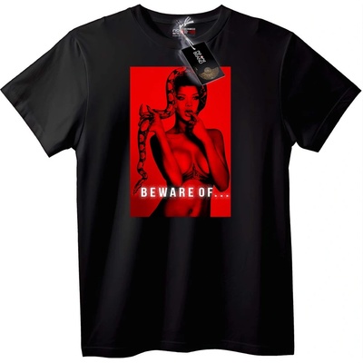 NOONEBRAND Тениска Внимавай от Змията - 4XL, Black