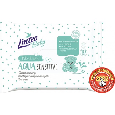 LINTEO BABY Vlhčené ubrousky Aqua sensitive 10 ks