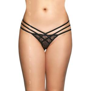  Прашки в черен цвят, секси ивици - G-String 2492 S/M (SLC0249216)