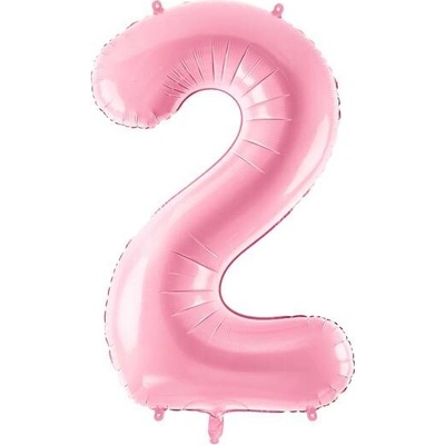 PartyDeco Fóliový balón číslo 2 ružový 86 cm