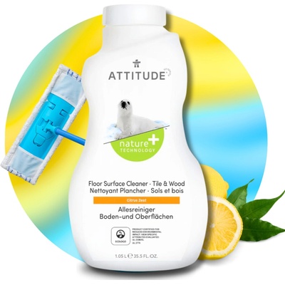 ATTITUDE Nature+ Čistič na podlahy a dřevo s vůní citronové kůry 1040 ml – Hledejceny.cz