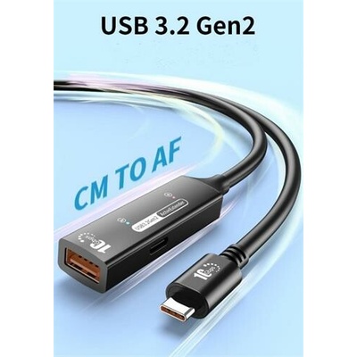 PremiumCord ku3rep10bl USB 3.2 Gen 2 repeater a prodlužovací C-Male-A-Female 10Gbps 10m stříbrný