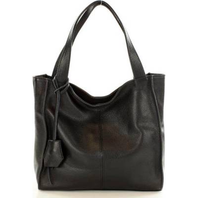 Mazzini GENUINE LEATHER Moderní kožená shopperka černá