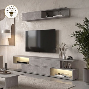 TopMebel Manet TopMebel меламинов ТВ шкаф с LED в бетонно сив цвят 180x29, 5x39cm