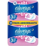 Always Дамски превръзки с крилца Always Sensitive - Ultra Night Duo, 14 броя