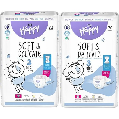 Bella Happy Soft & Delicate BigPack 3 5-9 kg 140 ks 2x 70 ks