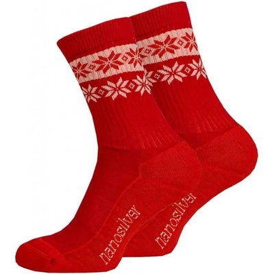 Nanosilver Zimní ponožky thermo SNOW červená/bílá
