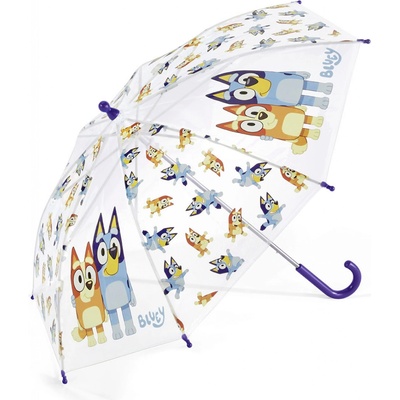 Happy Rain Kids Poe Bluey Allover dětský průhledný deštník modrý