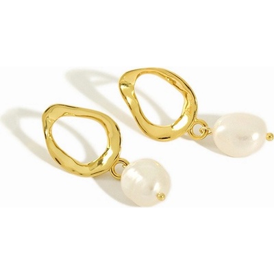 Lunica Stříbrné večerní náušnice PERLY GOLD 0558