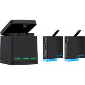TELESIN Триканално зарядно устройство Telesin за GoPro Hero 5/6/7/8 + 2 батери (GP-BNC-801)