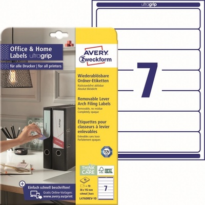 Avery Zweckform L4760REV-10 Etikety na pořadače 38x192mm 70 ks bílá