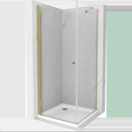 Mexen Pretoria обръщаема душ кабина 90 x 90 см, прозрачна, златна + тава Flat (852-090-090-50-00-4010)