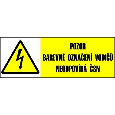CUPRO PK samolepka POZOR barevné označení neodpovídá čsn 26X74MM 9001A