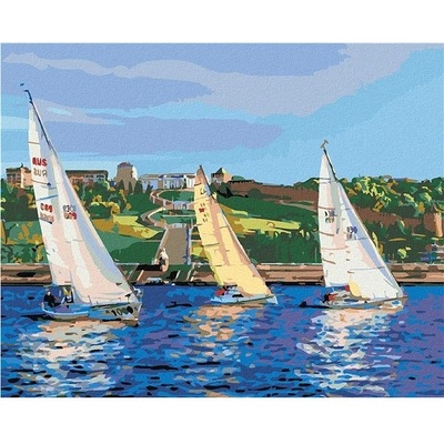 zuty Malování podle čísel Plachetnice ve vlnách 100 x 80 cm bez rámu a bez vypnutí plátna