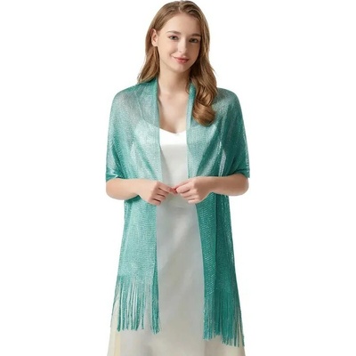 Classic Scarf třpytivá tyrkysová šála