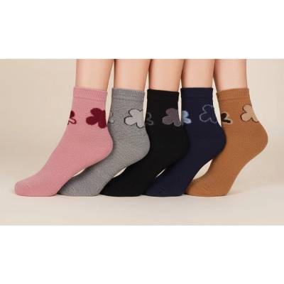 Комплект дамски зимни чорапи с цвете - 5чифта