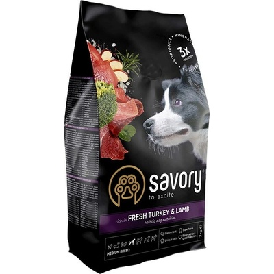 Savory Medium Breed Fresh Turkey&Lamb 3 kg