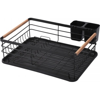 Rosberg Сушилник за съдове Rosberg R53000N, Подвижна тава, Дървени дръжки, Черен (R53000N black)