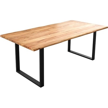 DELIFE Jídelní stůl Edge 200 × 100 cm přírodní akácie černý kov nepravidelná hrana