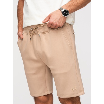Ombre Clothing Мъжки шорти REGULAR FIT от гладък плет - бежово V3 OM-SRBC-0153 Ombre Clothing Ombre Clothing | Bezhov | МЪЖЕ | S