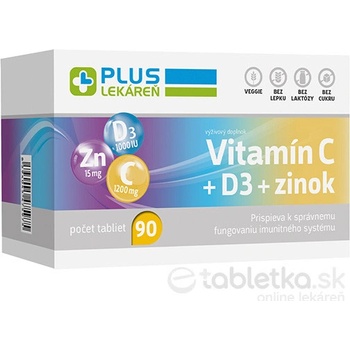Plus Lékáreň Vitamín C + D3 + zinok 90 tabliet