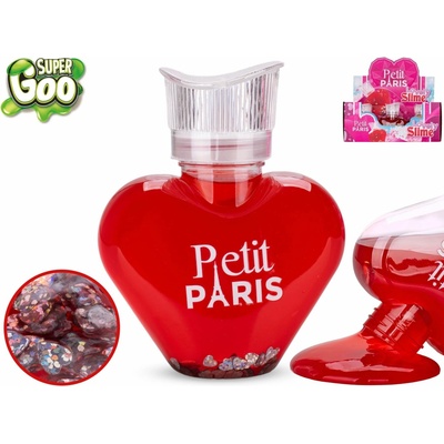Super Goo sliz Petit Paris se třpytkami v srdíčkové lahvičce 300 g (12 ks)