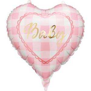 Party Deco Фолиен балон сърце „Baby - Розов (FB352)