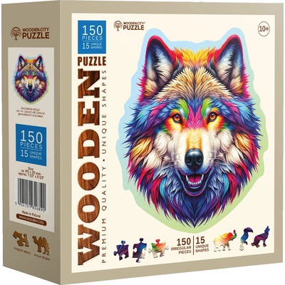 Wooden City - Puzzle Rainbow Wolf wooden - 150 piese