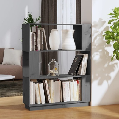 zahrada-XL Knihovna/dělicí stěna šedá 80x25x101 cm masivní borovice