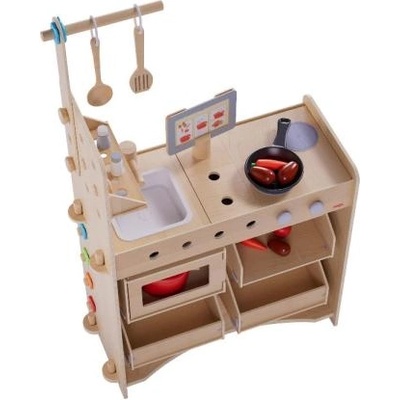 HABA Creative Play 3в1 Дървена кухня, магазин и работилница