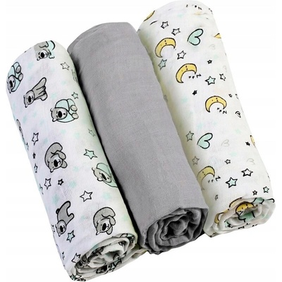 Baby Ono Pleny mušelínové Super soft Šedé 3 ks