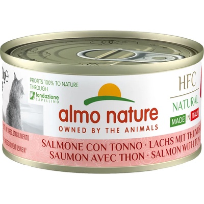 Almo Nature 6x70г Made in Italy Almo Nature HFC, консервирана храна за котки - сьомга и риба тон