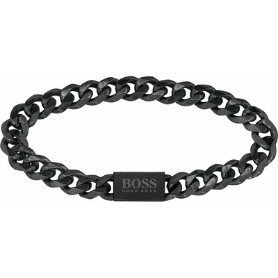 Hugo Boss Moderný čierny náramok z ocele Chain Link 1580145 19 cm