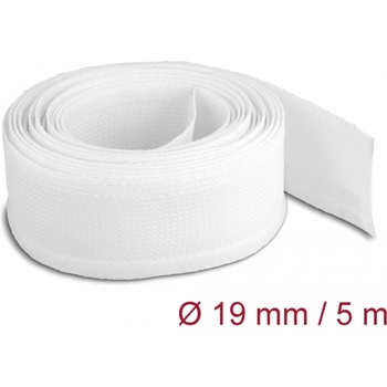 Delock Оплетен кабелен чорап с велкро 5 m x 19 mm бял (20817)